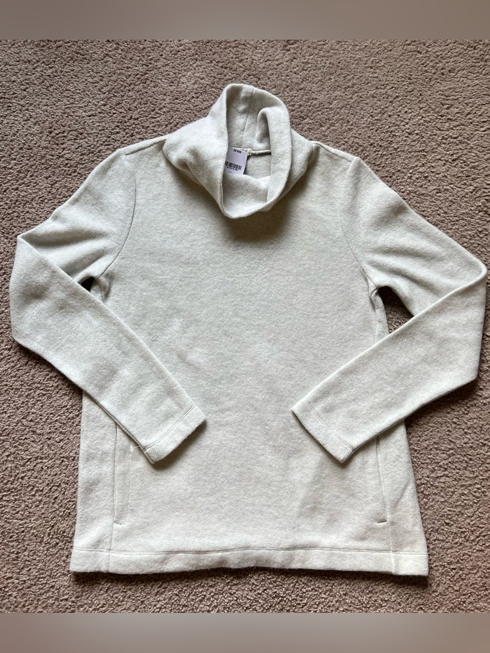 J. Crew Always Women Oatmeal Beige 100% Cotton Roll Neck Turtleneck Sweater M - Picture 3 of 10
